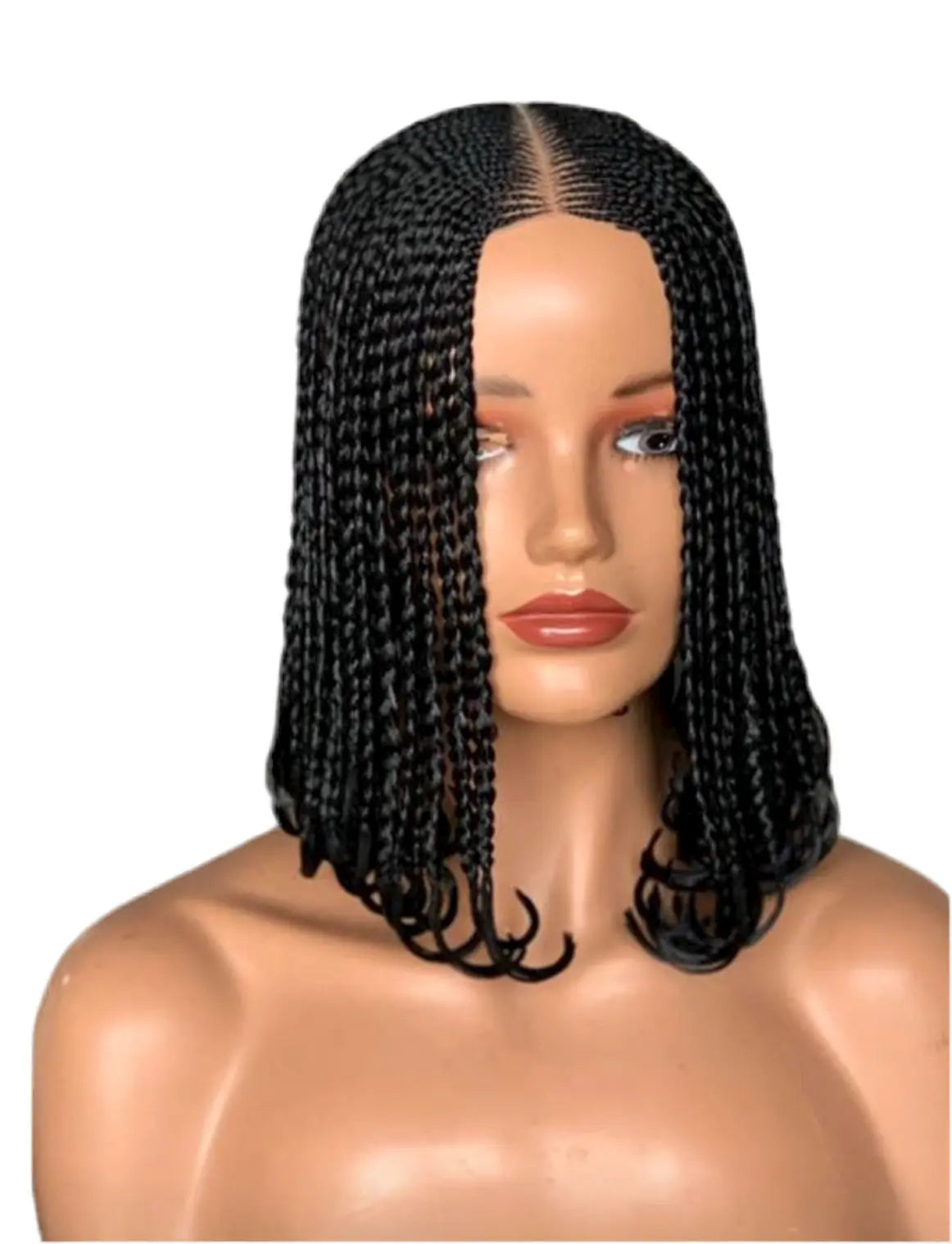 Middle Part Cornrow Wig With Thick Ends Black Natural Hairline No Lace Cutting UUBRAIDEDWIGS