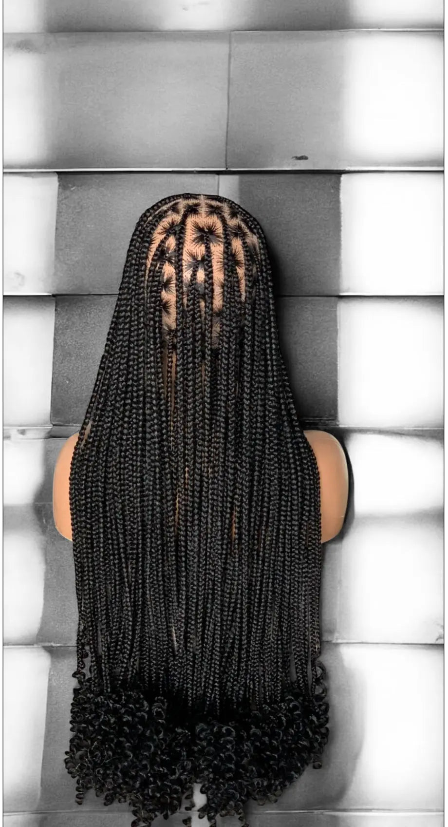 Box Braids Black Wig No Lace Cutting Pre Tinted Lace Ready To Wear UUBRAIDEDWIGS