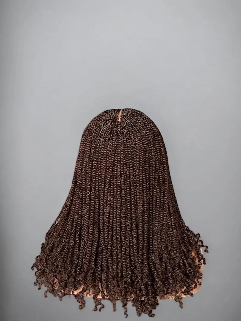 Kinky Twist Color 33 wig, lightweight wear-and-go with lace pre-tinted; back view of braided curls.