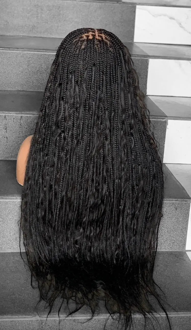 Goddess Human Hair Braids Wig Black UUBRAIDEDWIGS