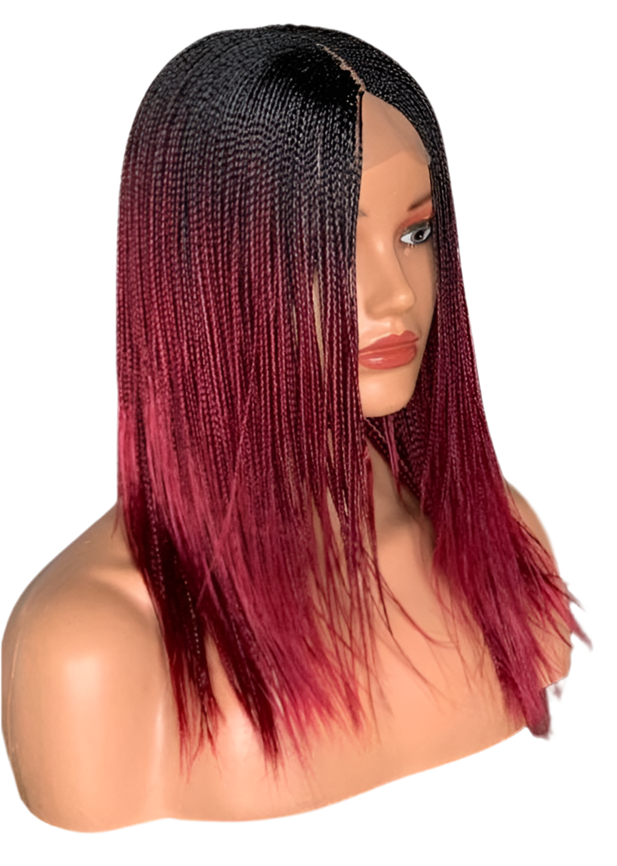 Feathers Braids Ombré Burgundy