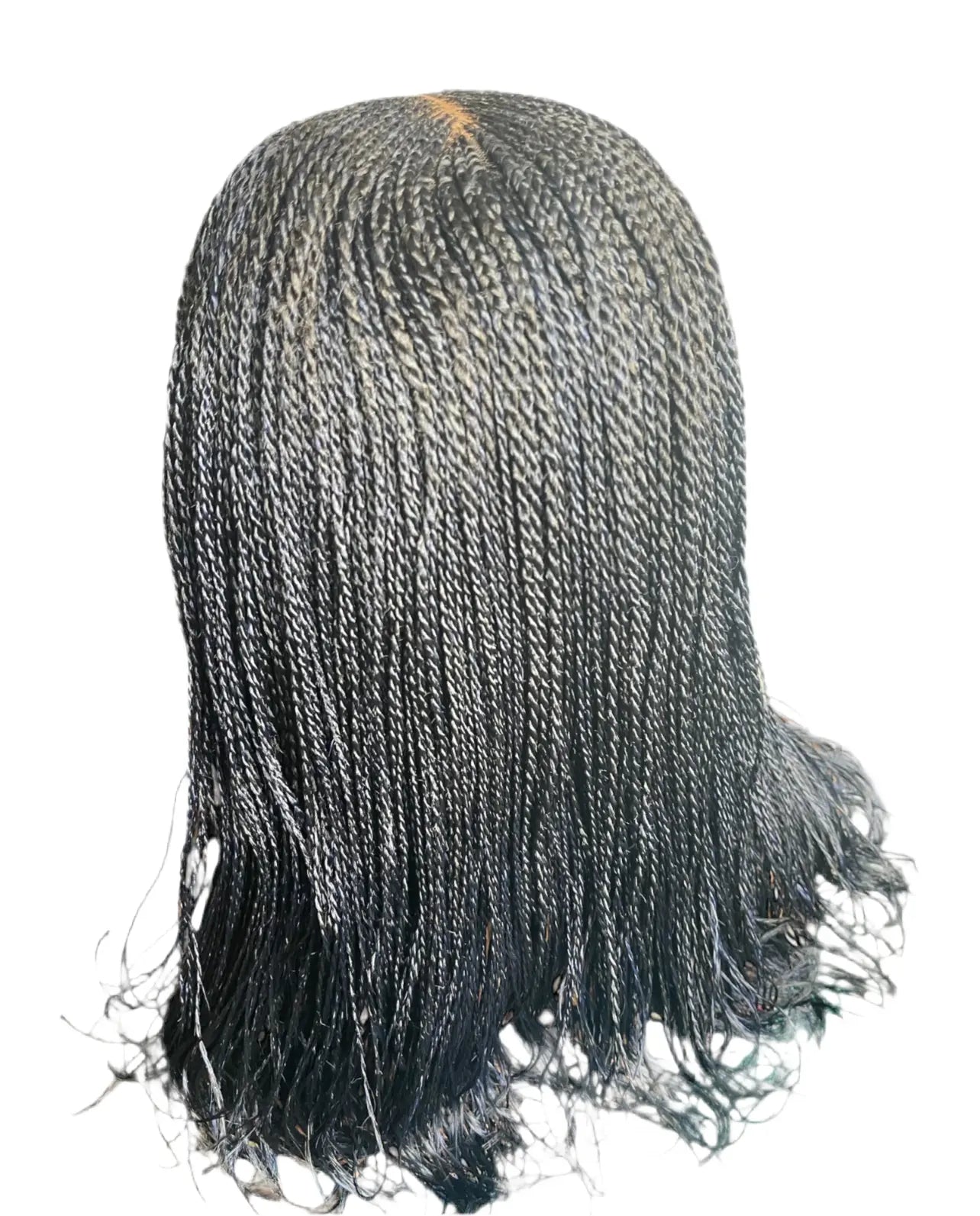 Twist Braid Color 1B/Blue wig with micro twists, lightweight wear-and-go, no lace cutting, lace pre-tinted.