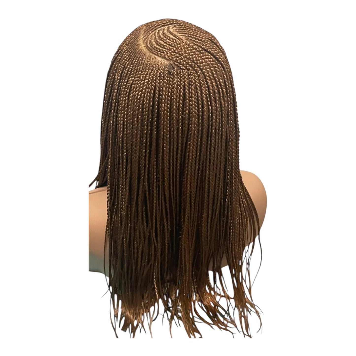 C-Part Cornrow Color 30 wig with pre-braided micro braids and tinted lace, back view.