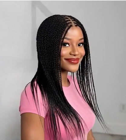 Senegalese Twist Wig 1B Black Lightweight No Lace Cutting Ready To Wear UUBRAIDEDWIGS
