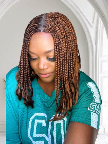 Middle Part Cornrow with thick ends