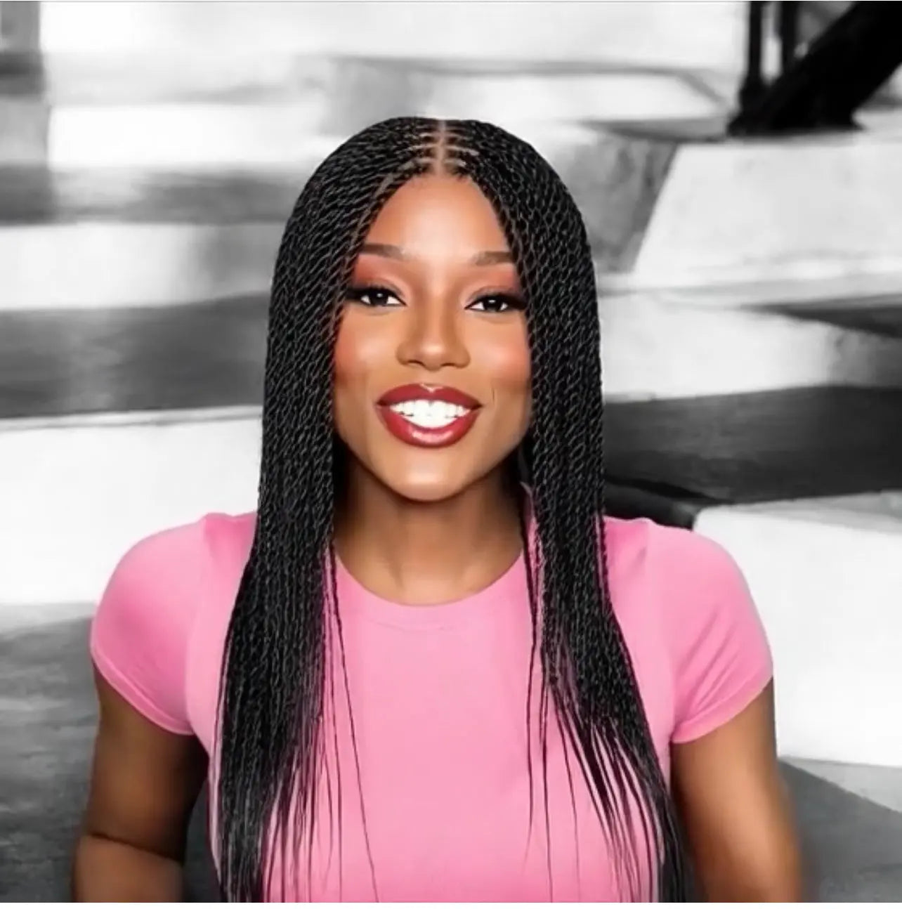 Senegalese Twist Wig 1B Black Lightweight No Lace Cutting Ready To Wear UUBRAIDEDWIGS