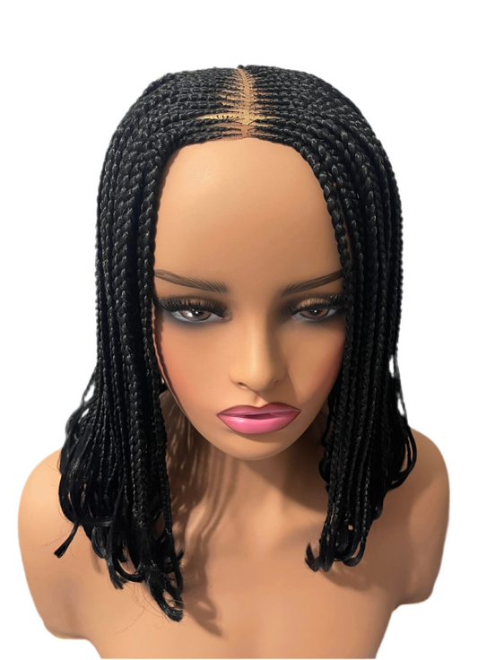Middle Part Cornrow Black