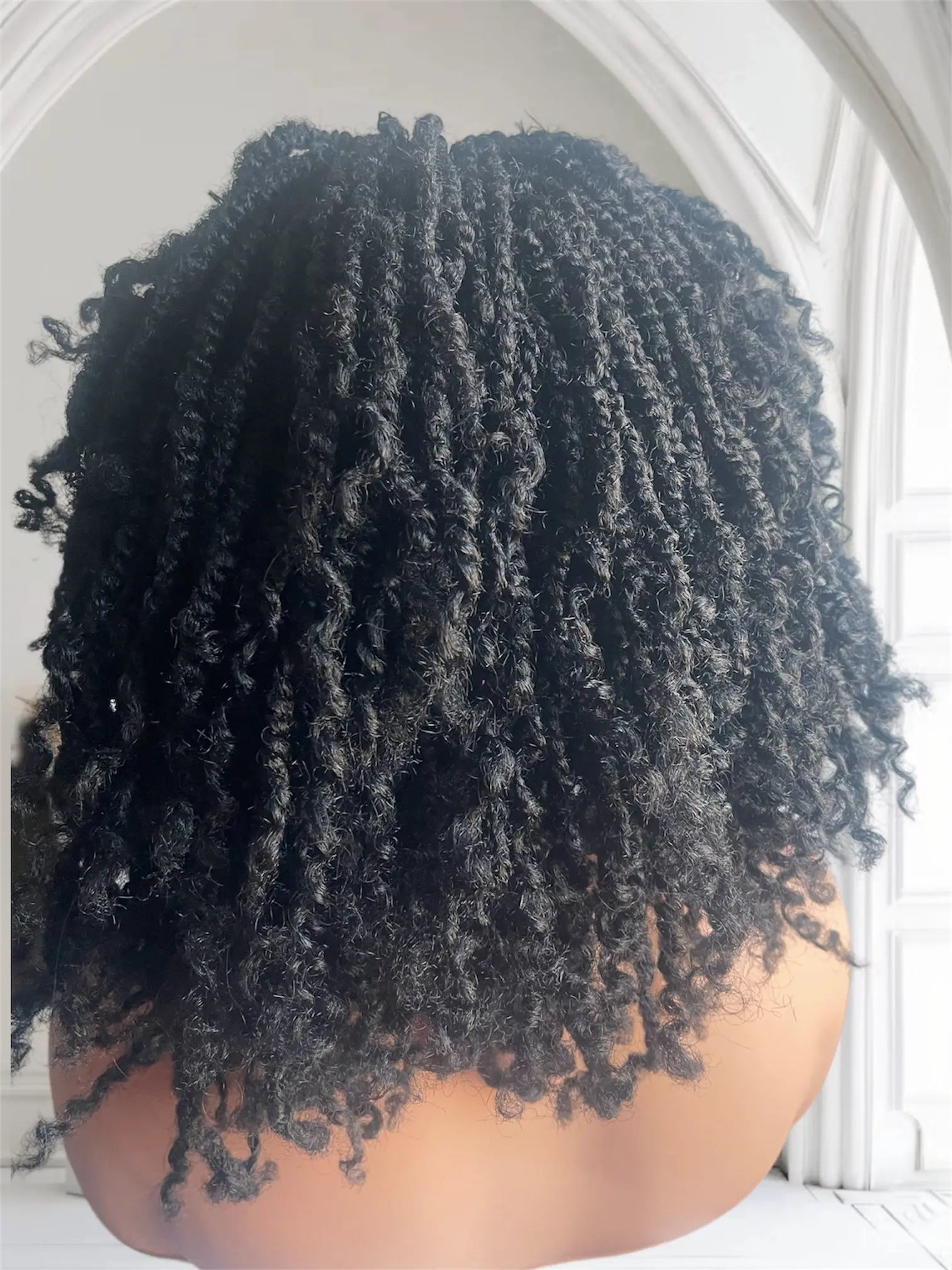 Short Kinky Twist Wig With Pre Tinted Lace In Black UUBRAIDEDWIGS