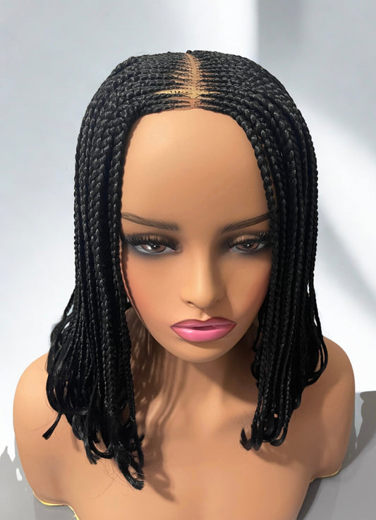 Middle Part Cornrow Black