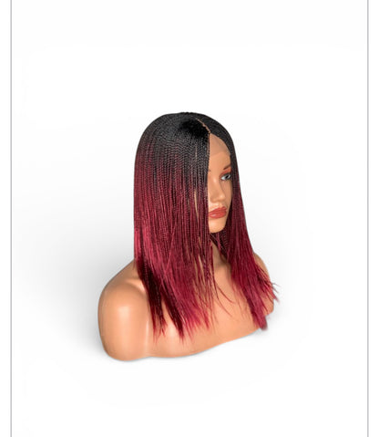 Feathers Braids Ombré Burgundy Ready To Wear Hair Extensions