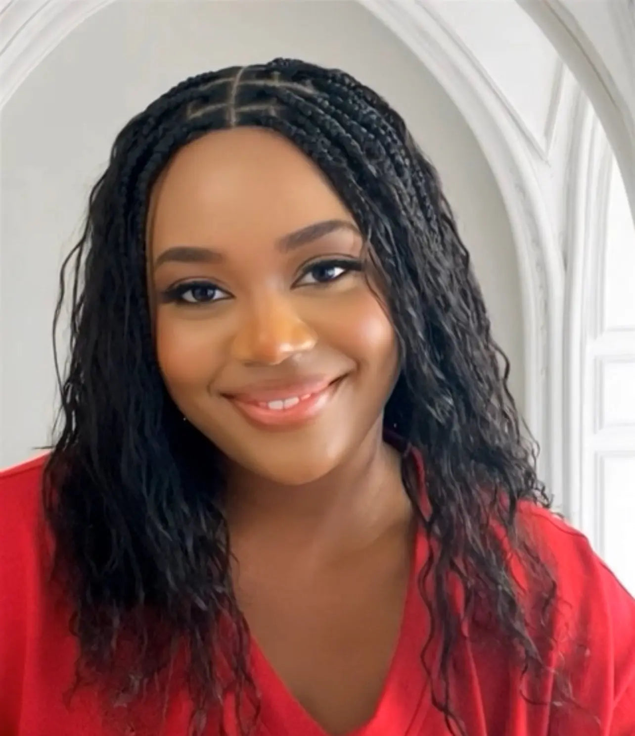 Boho Braids Black Wig With Human Hair Blend Lightweight Easy Wear UUBRAIDEDWIGS