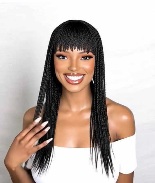 Bangs Braids Black Wig UUBRAIDEDWIGS