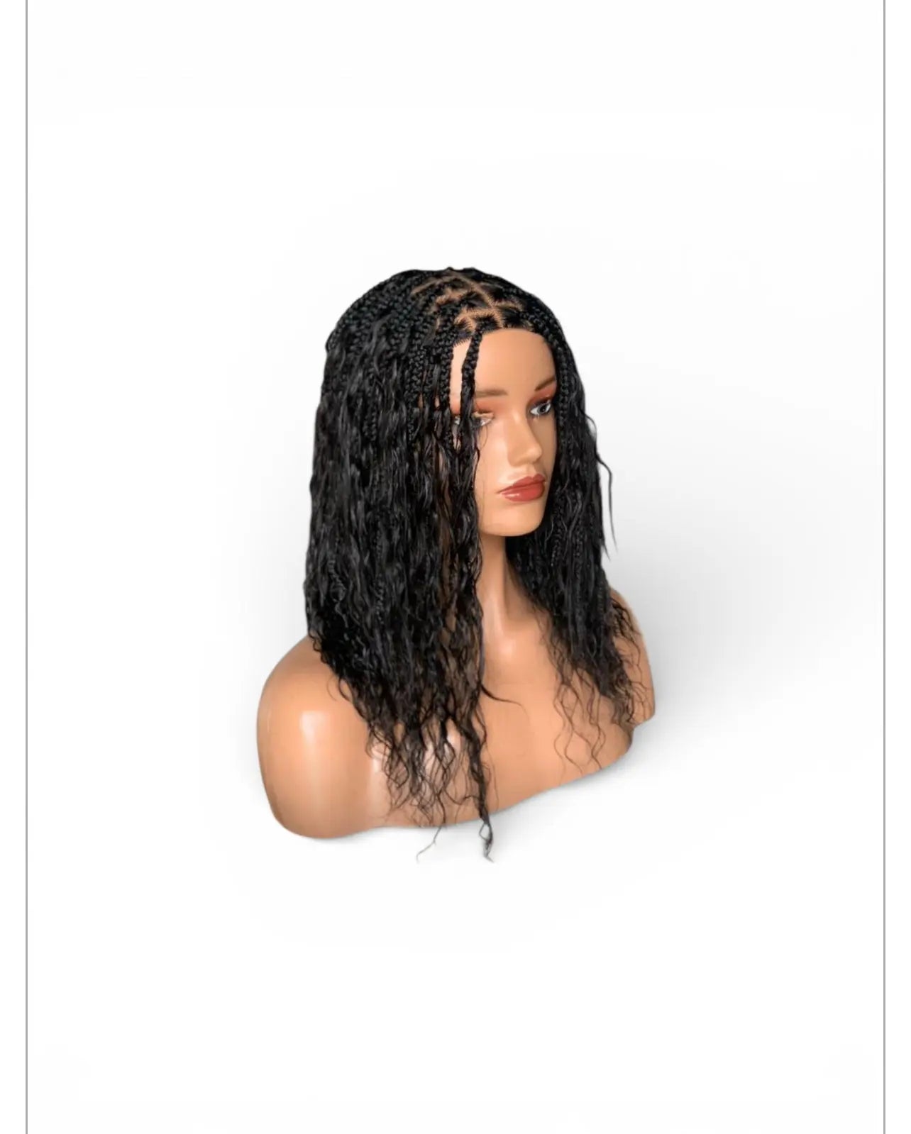 Boho Braids Black Wig With Human Hair Blend Lightweight Easy Wear UUBRAIDEDWIGS