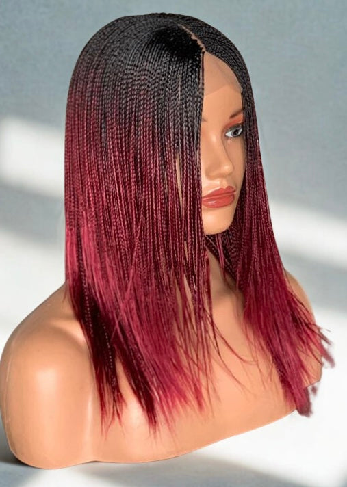 Feathers Braids Ombré Burgundy