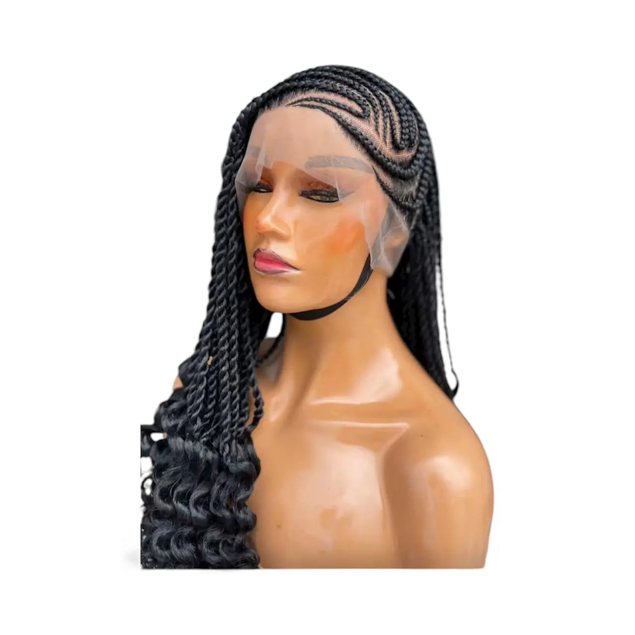 Lemonade Braids with curly ends Black UUBRAIDEDWIGS