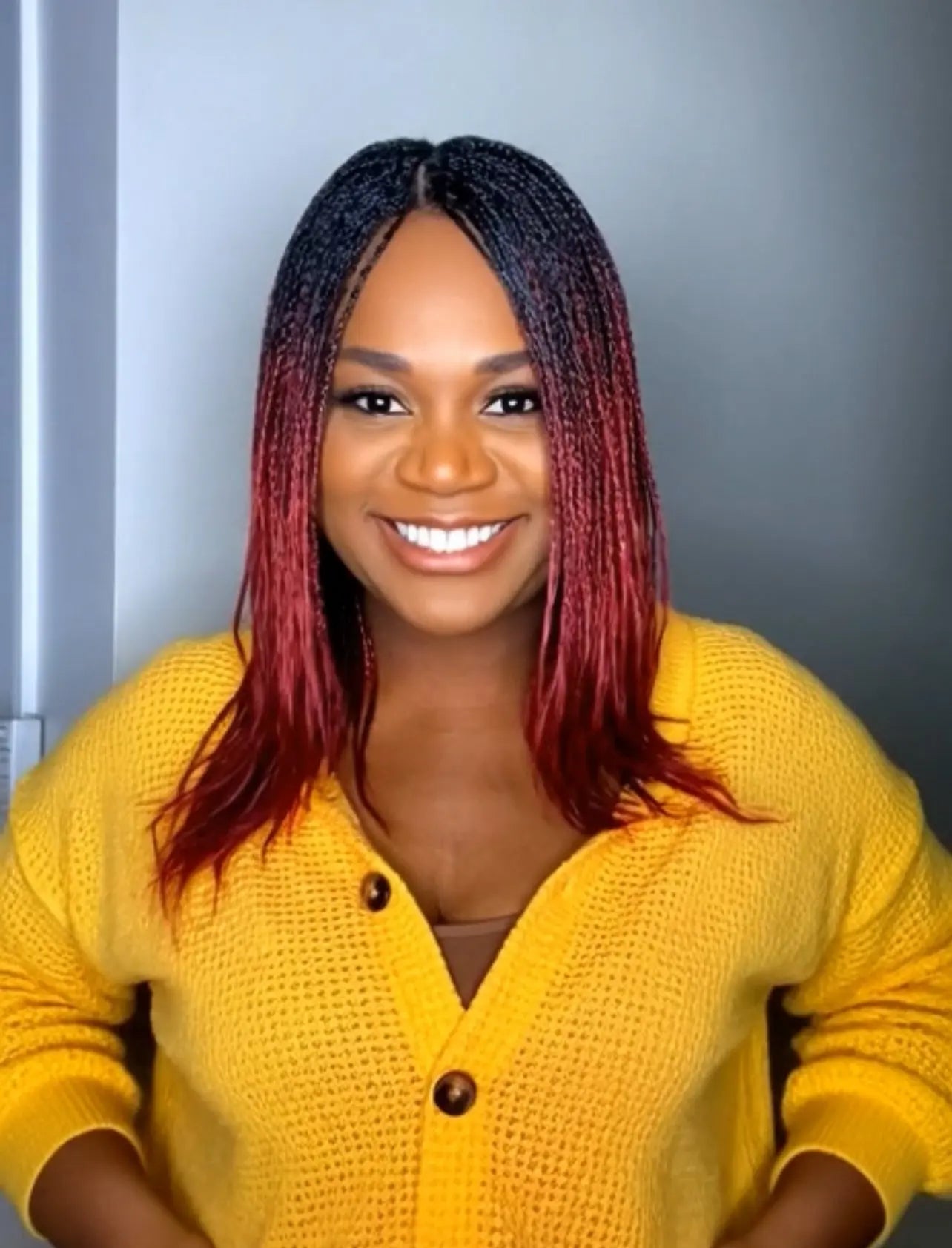 Feathers Braids Ombré Burgundy Ready To Wear Hair Extensions UUBRAIDEDWIGS