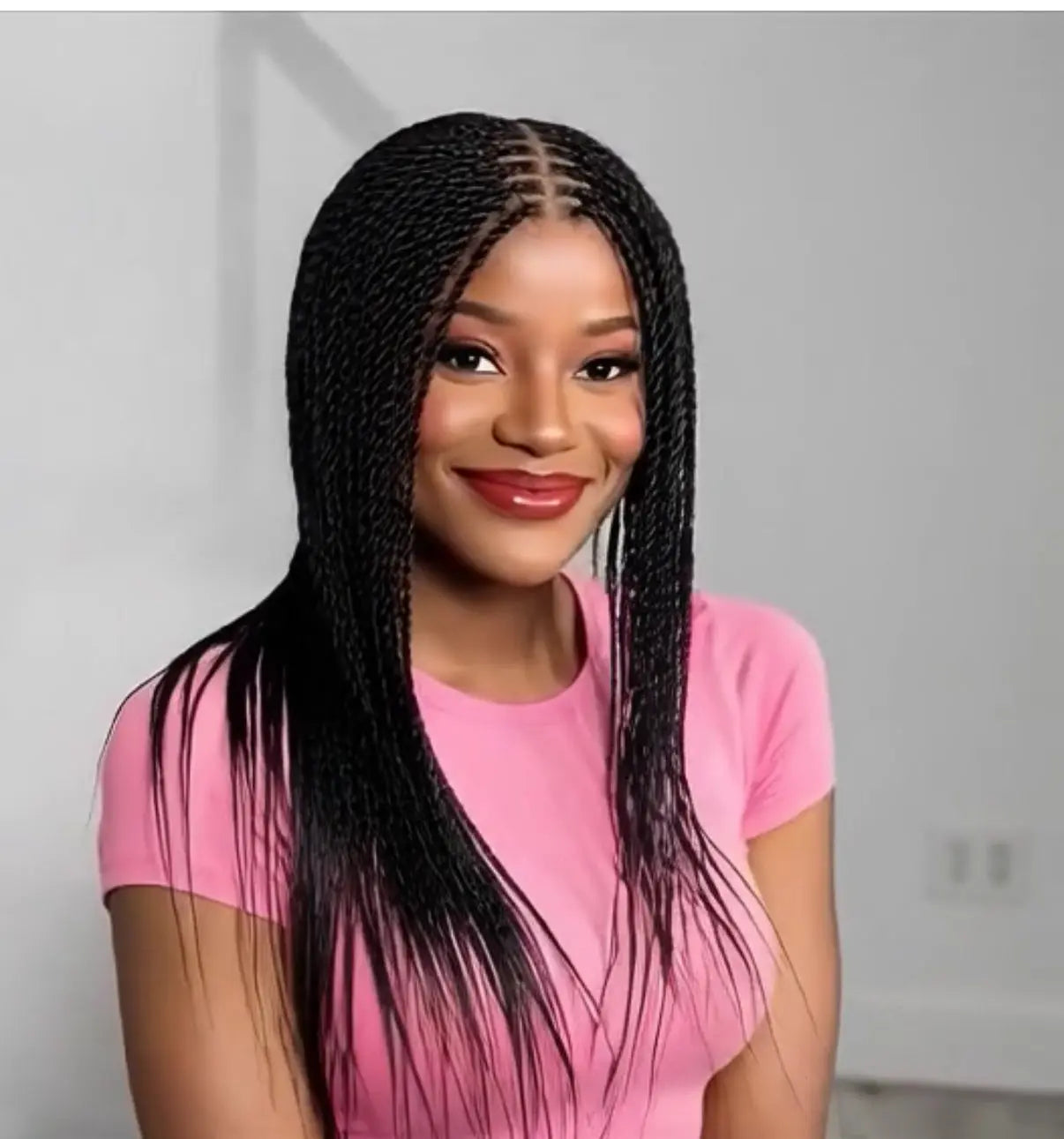 Senegalese Twist Wig 1B Black Lightweight No Lace Cutting Ready To Wear UUBRAIDEDWIGS