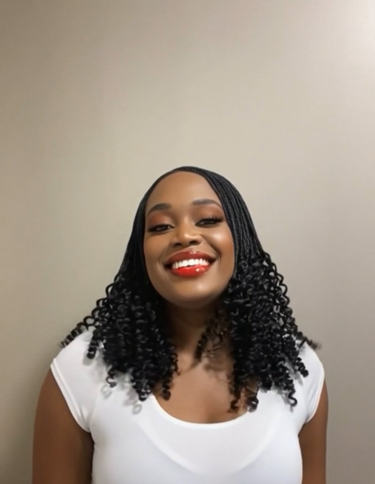 1B/ Black C Part Cornrow Wig With Curly Ends UUBRAIDEDWIGS