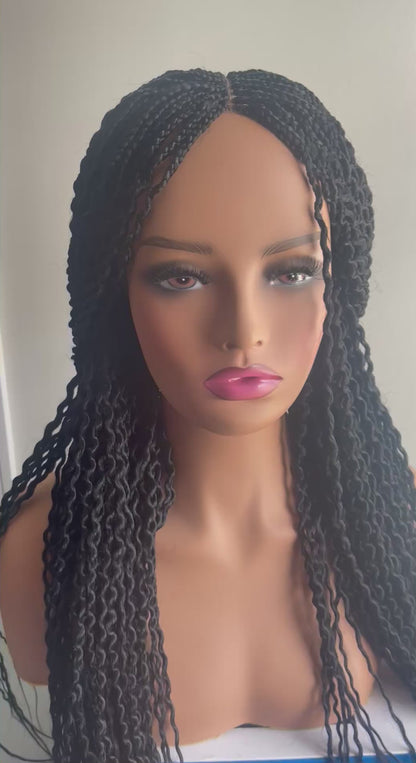 Watermelon Braids Black Wig Put On And Go No Lace Cutting Lace